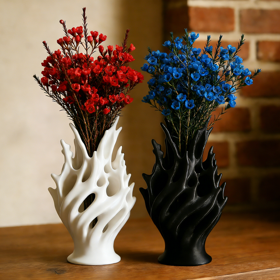 3D Printed Creative Minimalist Home Decoration Vase (1 PC) - Wavy Line Design, Cute Cat Flower Vase