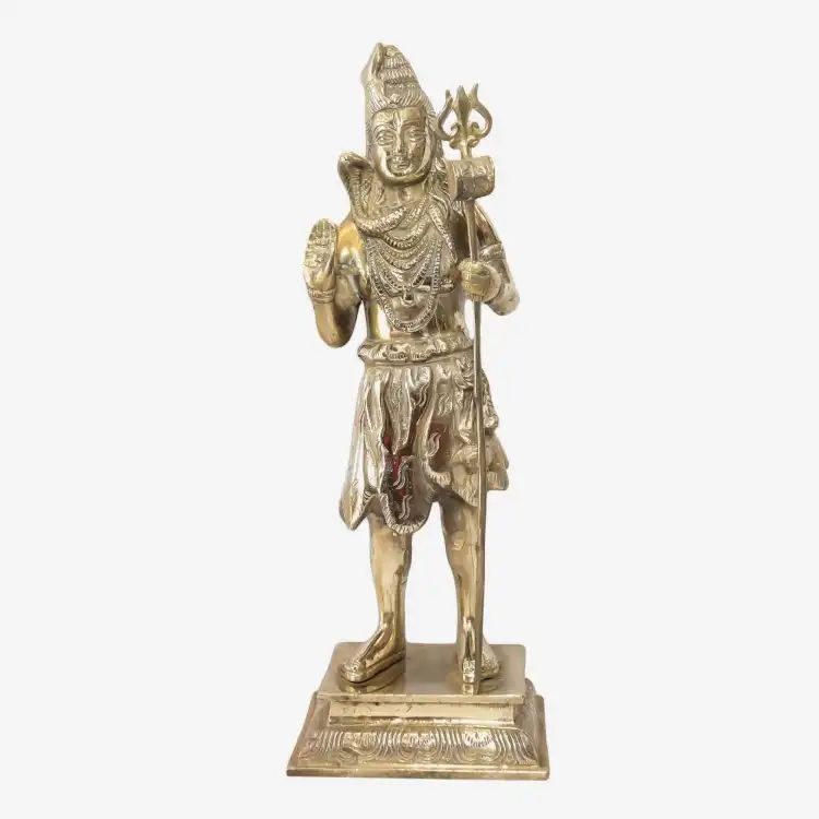 Golden Brass Statue Of Lord Shiva 13"