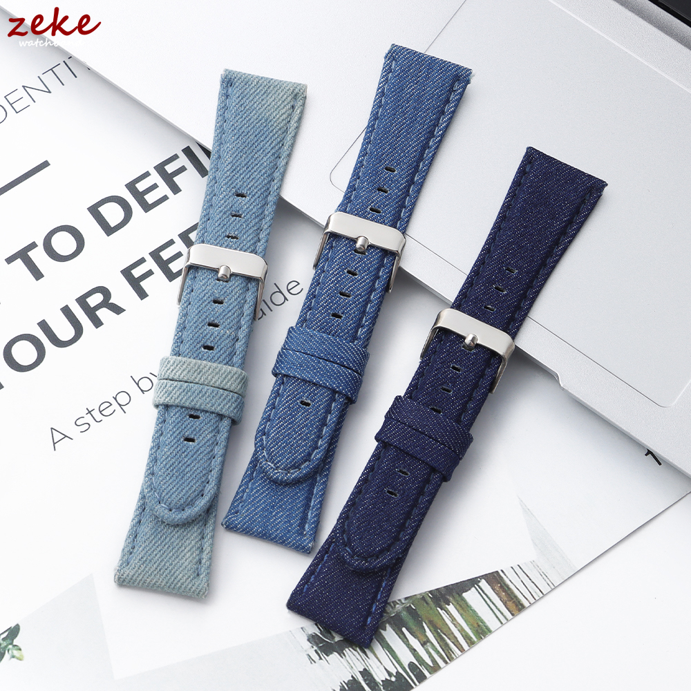 Denim Fabric Nylon Watch Band Canvas Watch Strap 22mm 24mm Universal Bracelet for Men Women with Pin Buckle Smartwatch Soft Belt