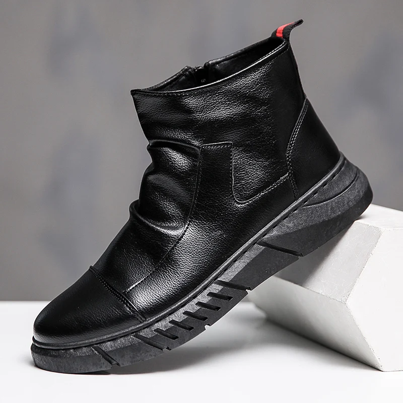 Winter High Top Men Boots British Style Fashion Men Casual Shoes Breathable Comfortale Men Ankle Boots No-slip Mens Work Boots