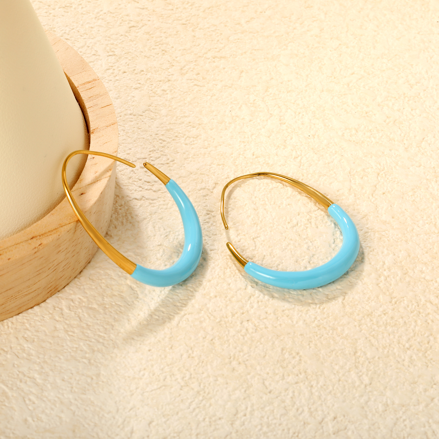 Simple and Stylish Open Hoop Earrings with Dopamine Color Scheme, Sweet and Cute Stainless Steel Jewelry for Girls, INS Style