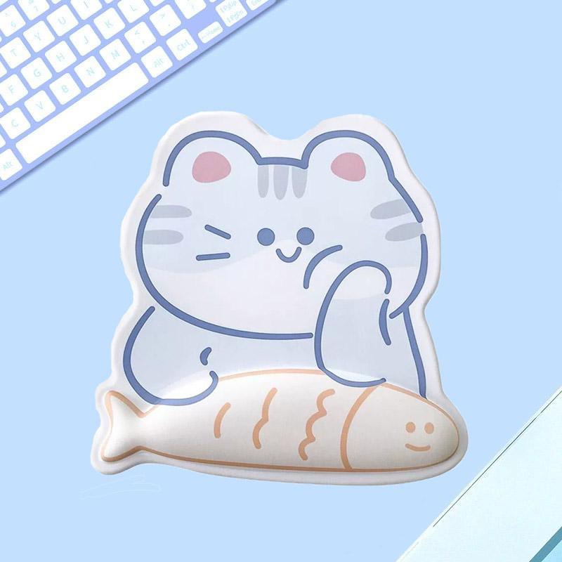 Cartoon 3D Cat Fish Mouse Pad Funny Kawaii Wrist Pad Laptop Table Office Comfortable Game Mousepad PC Accessories