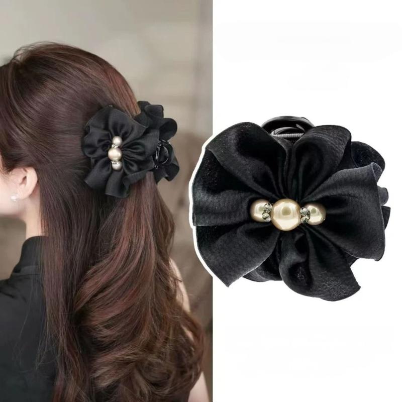 [E] 1Pcs Elegant Pearl Hair Clip For Women Fresh Sweet Style Back Of Head Shark Clip High Fashion Versatile Hair Accessorie