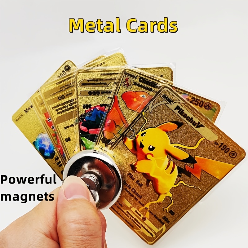Pokemon English Metal Game Collection Card Anime Figure Charizard Pikachu Blastoise Mewtwo Battle Collection Carte Card Toy