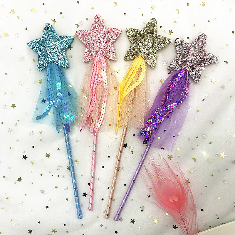 Halloween Princess Cosplay Props 1pc Hot Sale Cute Dreamlike Five Pointed Star Fairy Wand Kids Stick Girl Birthday Party