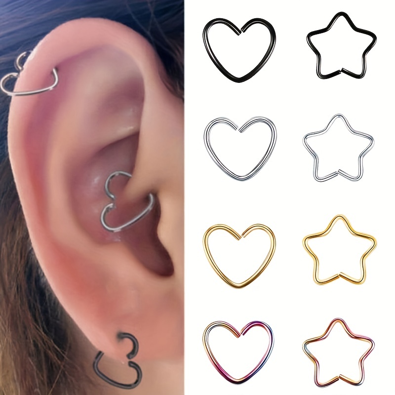 1Pcs Stainless Steel Mini Stud Earrings Heart Star Moon Cross Butterfly Snake Helix Cartilage Tragus Lobe Ear Piercing Jewelry