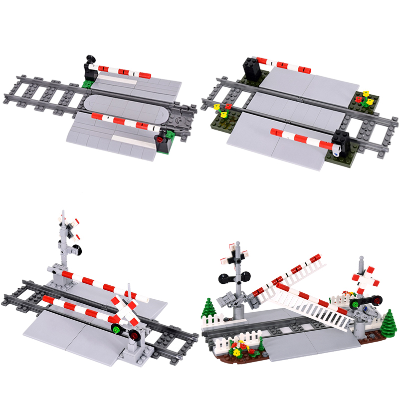 MOC City Train Building Block Train Track Corridor Elevating Rod Pedestrian Crossing Assembly Children's Toy Birthday