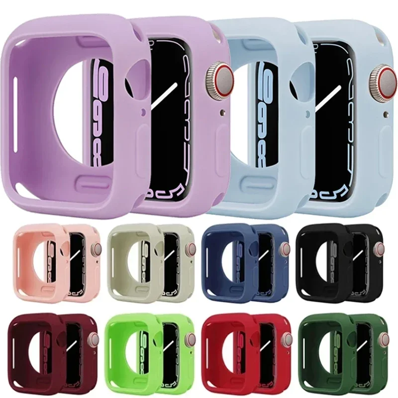 Cover For Watch Case 46mm 44mm 40mm 42mm 38mm 45mm 41mm Accessories Soft Silicone Bumper iWatch Series 11 10 9 8 7 se 6 5