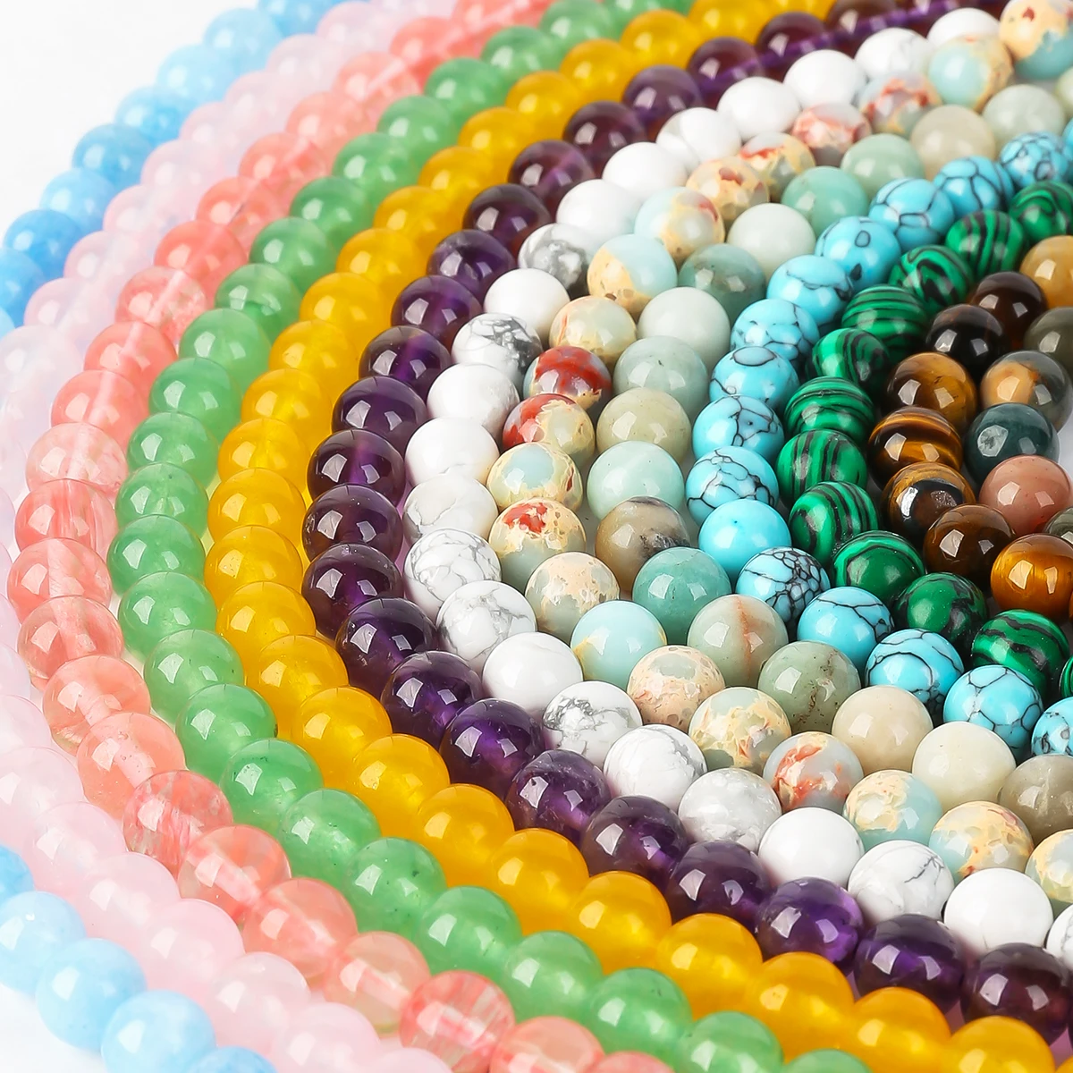 6 8 10 mm Red Turquoises Stone Beads Natural Round Loose Spacer Beads for Jewelry Making DIY Bracelet Necklace Accessories
