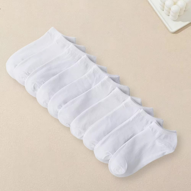 1-10Pairs Women White Socks Are Simple And Versatile Fashionable Soft Comfortable Lightweight Breathable And Casual Socks