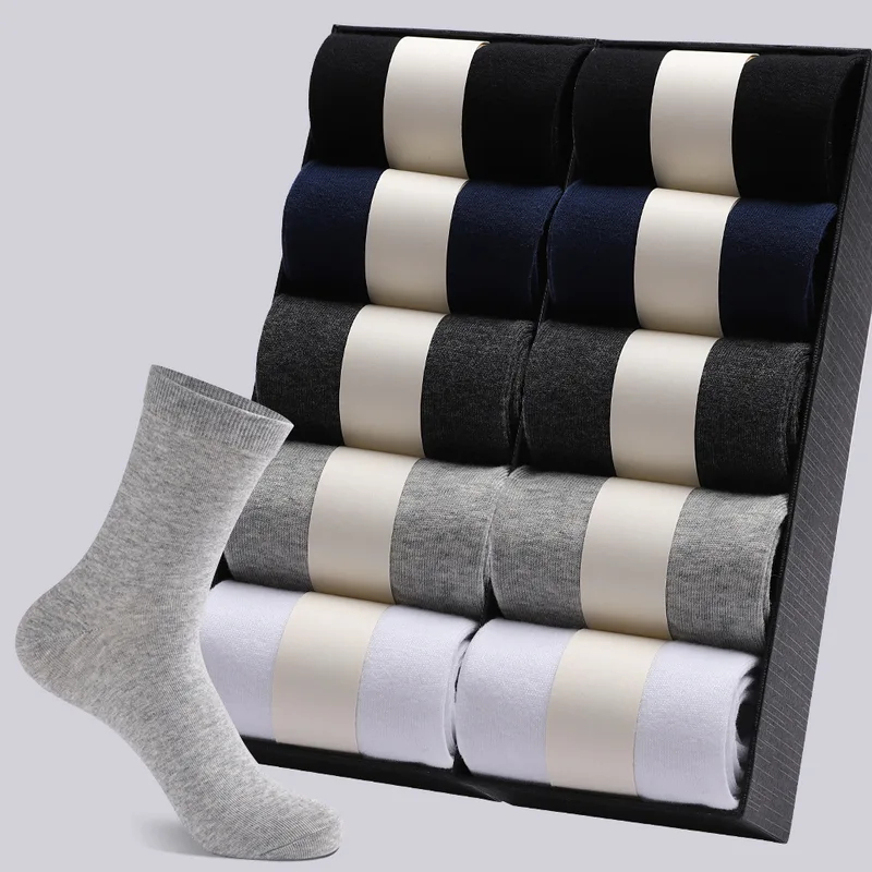 1/2/3/4Pairs Men'S Cotton Socks Black White Gray Business Men Tube Socks Soft Breathable Spring Summer For Male Socks Plus Size