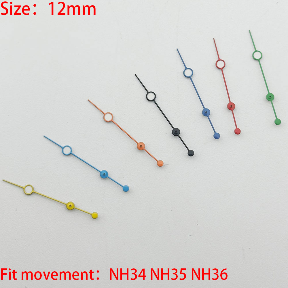 12mm NH35 black red watch second hand C3 lumiouns suitable for NH34 NH35 NH36 automatic movement parts assembly