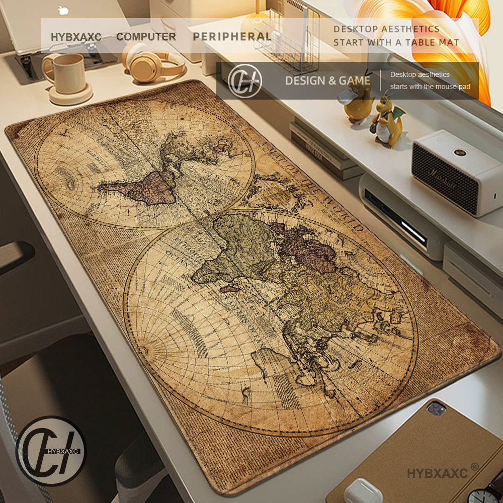 HD Mouse Pad Retro navigation Map Art Gamer Mousepad Large Mouse Mat Natural Desk Rug PC Desk Mats Design Mousepads