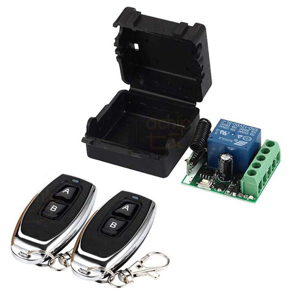 DC 12V 10A RF Relay Receiver 433mhz Wireless Remote Control EV1527 Learning Code Transmitter 2 bottons