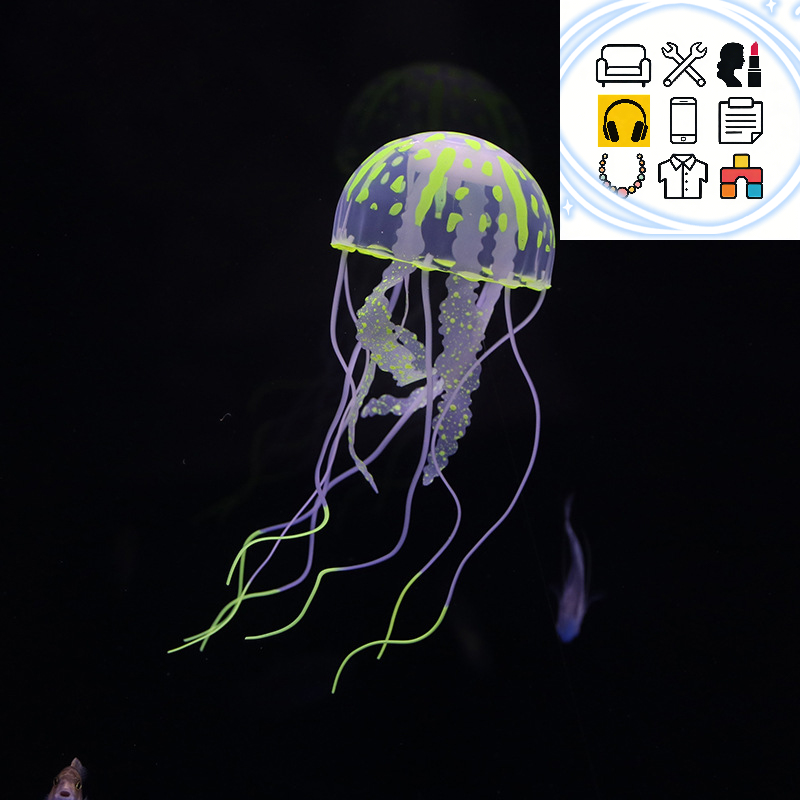 Creative simulation luminous mini jellyfish aquarium decorative fish tank underwater luminous landscape home decoration