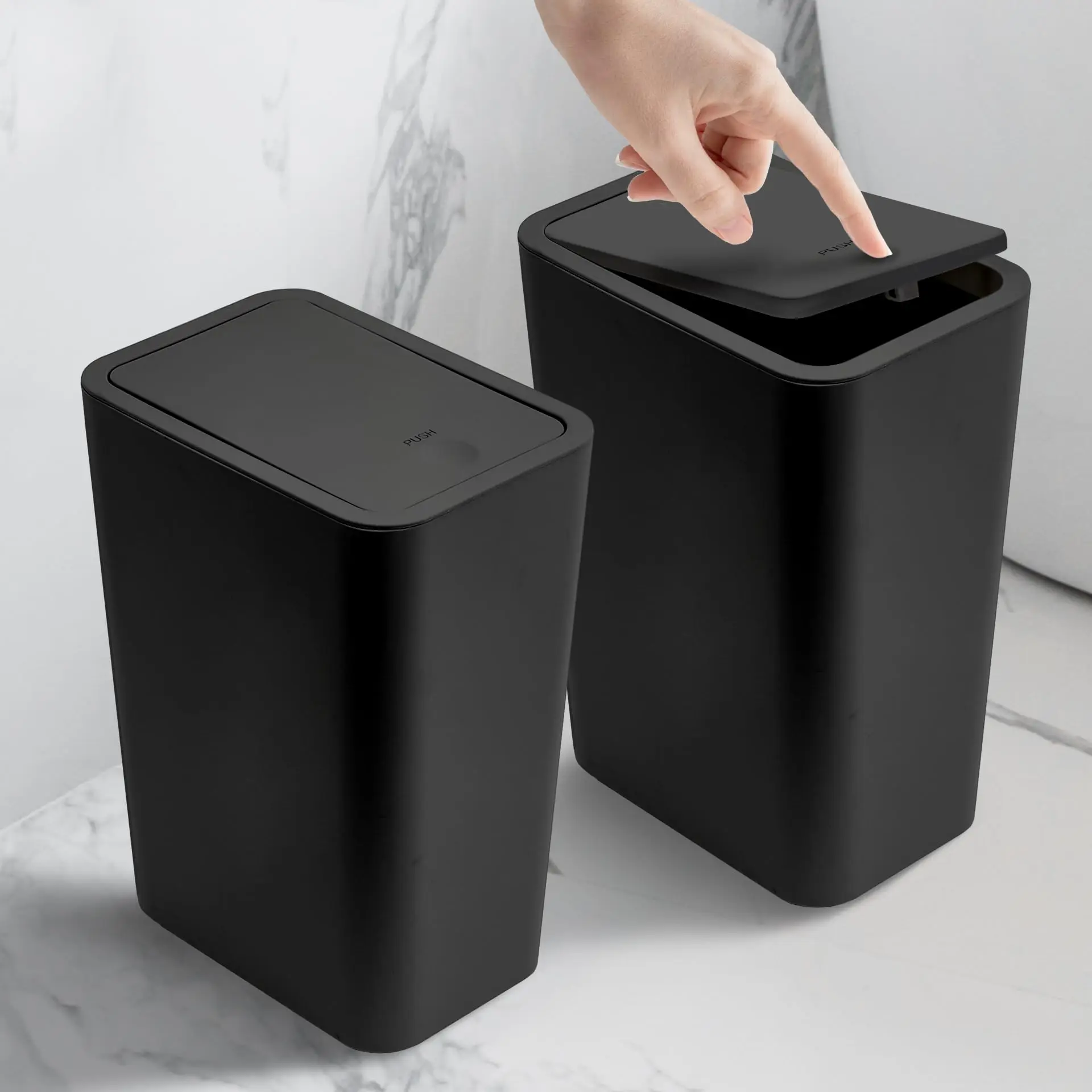 Compact 10-liter plastic trash can suitable for bathroom, toilet, bedroom, and living room.