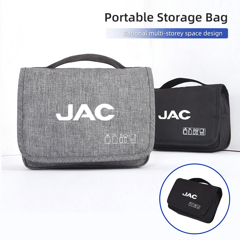 Car LOGO Portable Toiletry Washbag Waterproof Travel Women Cosmetic Storage Bag For JAC Refine J3 J4 J7 JS3 JS4 KR1 S2 S3 S4 S5