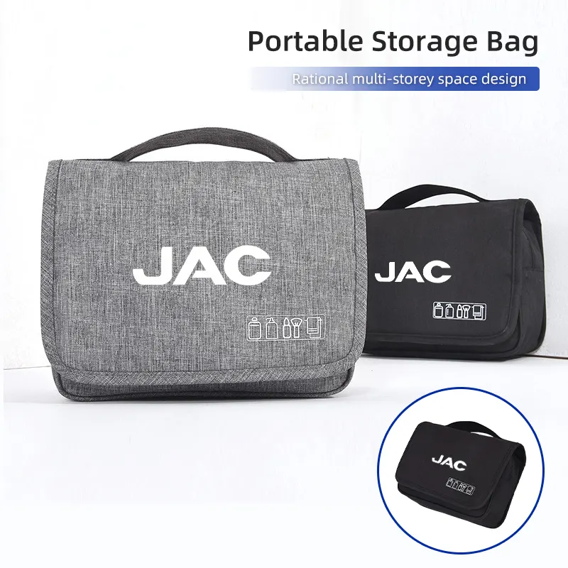 Car LOGO Portable Toiletry Washbag Waterproof Travel Women Cosmetic Storage Bag For JAC Refine J3 J4 J7 JS3 JS4 KR1 S2 S3 S4 S5