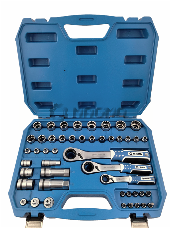 auto tools 47 PCS 1/4", 3/8", 1/2" Drive Go-Through Spline Socket Set MG51493