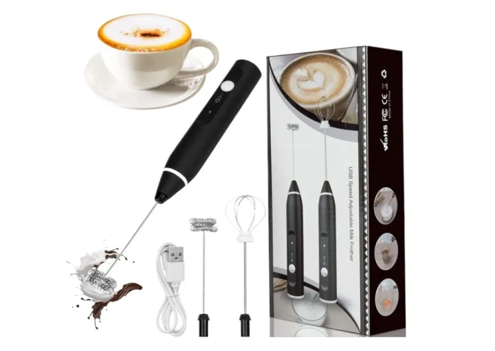 Milk Coffee Frother Electric Whisk, Handheld Milk Frother USB Rechargeable, 3-Speed Force Adjustment Milk Bubbler 2 In 1 Milk Bubbler Perfect for Coffee, Latte, Cappuccino