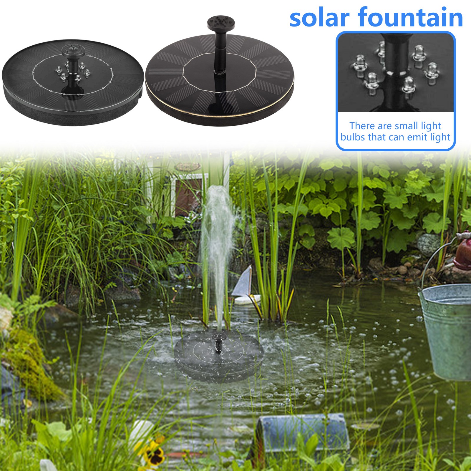 Color LED Solar Fountain Pump Bird Bath Pool Pond Garden Outdoor With 7 Nozzles 3W Solar Waterfall Water Powered Fountain