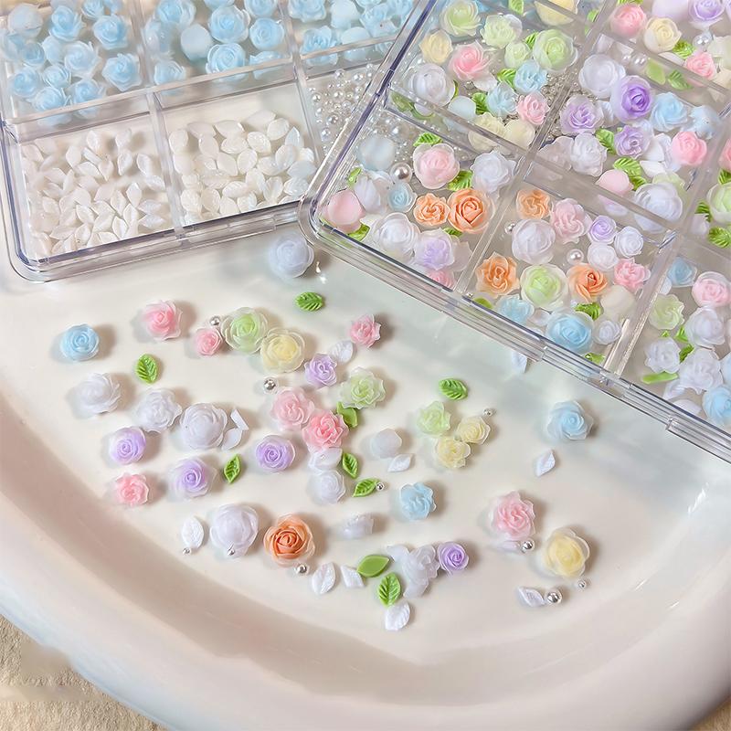 DIY 3D Nail Decoration Kit 6 12 Grids Resin Flower Beads Manicure Art Set for Women Salon Home Use