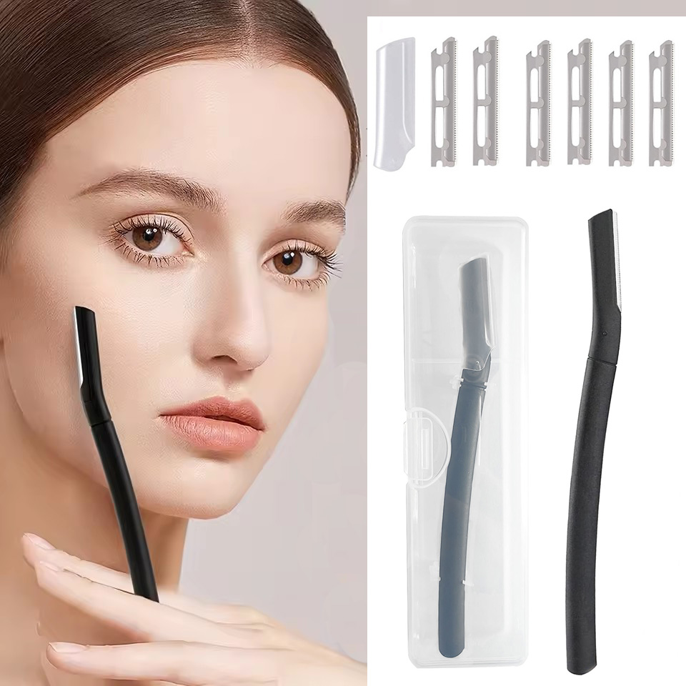 Eyebrow Razor Kit Beard Trimmer Dermaplaning Tool Shaper Facial Razor for Beard Moustache Razor With 6 Blade Sets