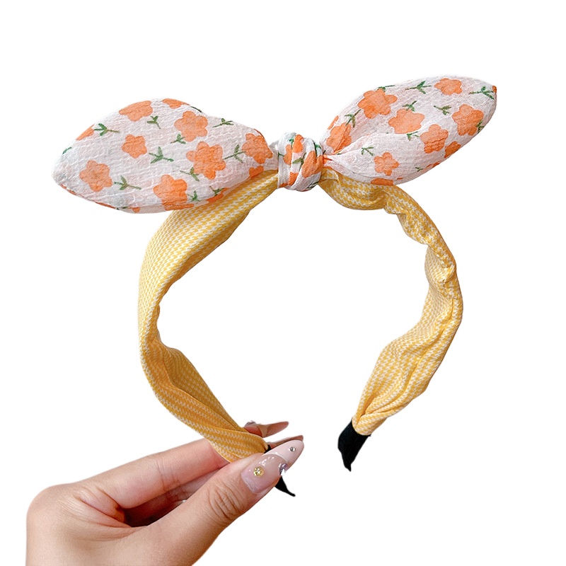 2026 New Kids Bunny Ears Headband Wide Floral Fabric Hair Hoop Cute No Hurt Headwear Fashion Hair Accessories for Toddler Girls