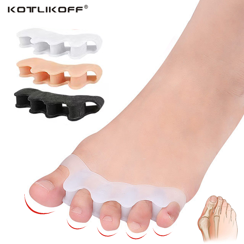 1pair Silicone Toe Finger Separator 5 Hole Hallux Valgus Orthopedic Spacers Bunion Care Overlapping Hammer Foot Corrector