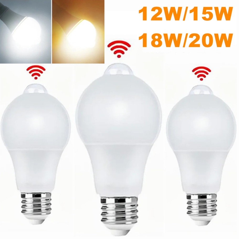 Motion Sensor Emergency Light 85-265V B22 E27 12W 15W 18W 20W Human Induction Bulb for Stairs Corridor Hallway Passage
