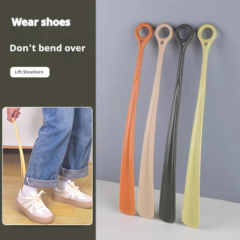 Long 47cm Hanging Ring Shoehorn Pregnant Woman Long Handled Lifter Elderly Shoe Spoon Lazy People Shoe Spatula Shoe Horns
