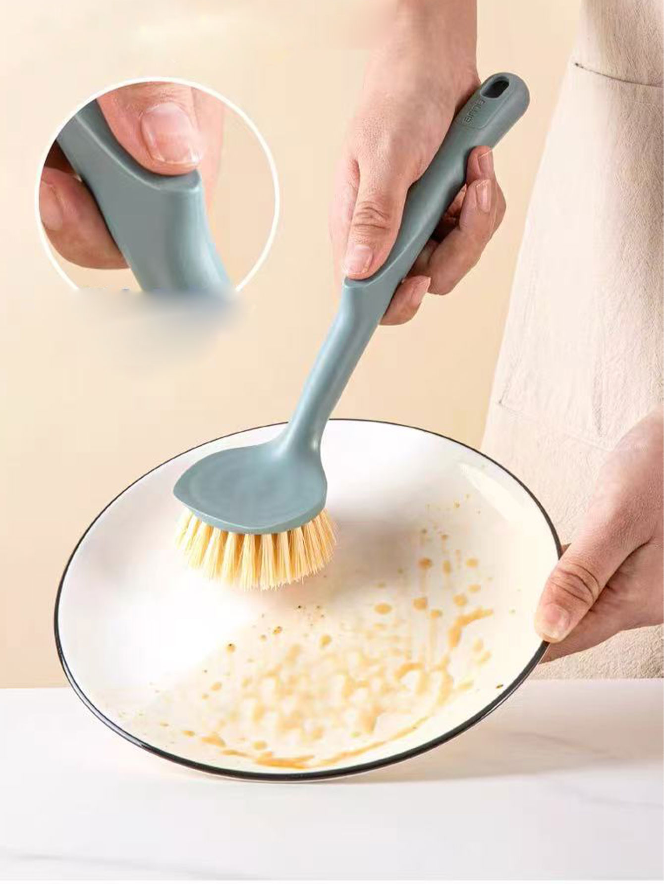 Pot Brush, Kitchen-Specific Pot Cleaning Brush, Long-Handled Brush, Cleaning Brush That Doesn'T Damage Non-Stick Pans, Household Sisal 1Pc