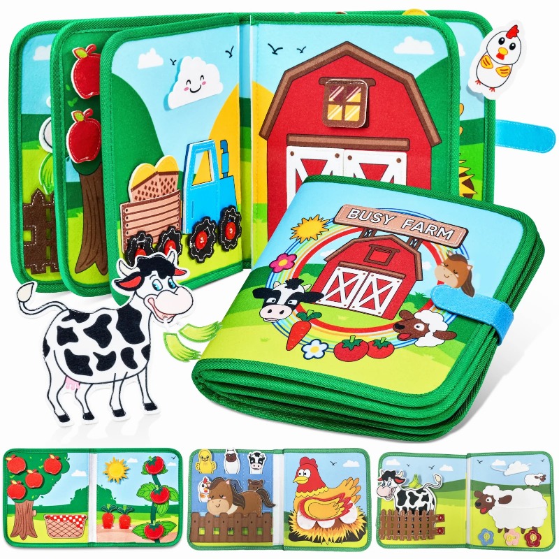 Farm Animal Story Felt Book, Montessori Toy, Children's Enlightenment Story Puzzle Board, Baby Quiet Book
