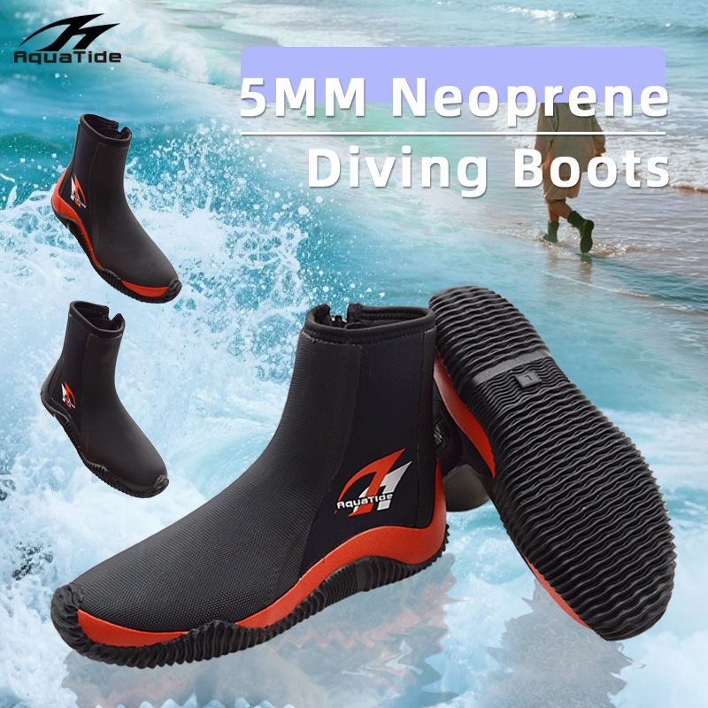 1 Pair 5MM Neoprene Diving Boots High Elastic Scuba Soft Shoes For Beach Snorkeling Surfing Kayaking Vulcanized Upper