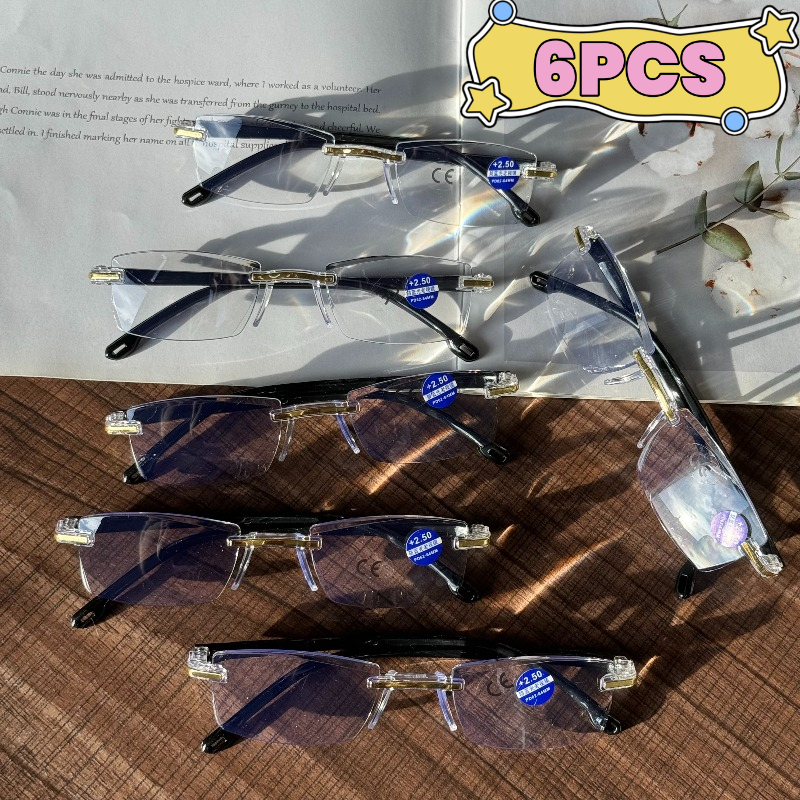 6PCS High Quality Anti-blue Lighting Reading Glasses for Men Ultra Light +1.0 To +4.0 Unisex Eye Protection Glasses