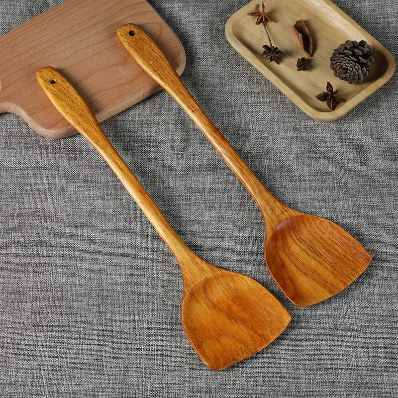 Bamboo and Wood Shovel Chinese Kitchen Spatula 39cm Non Stick Pan Long Handle Wooden Shovel Kitchen Cooking Tools Spatula