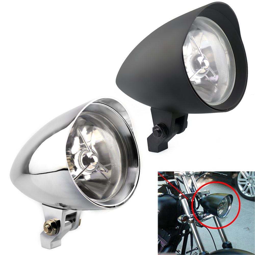 Motorcycle Front Headlight 4.5inches H4 Halogen Visor Head Light Lamp For Harley Custom Chopper Softail Sportster Bobber Dyna