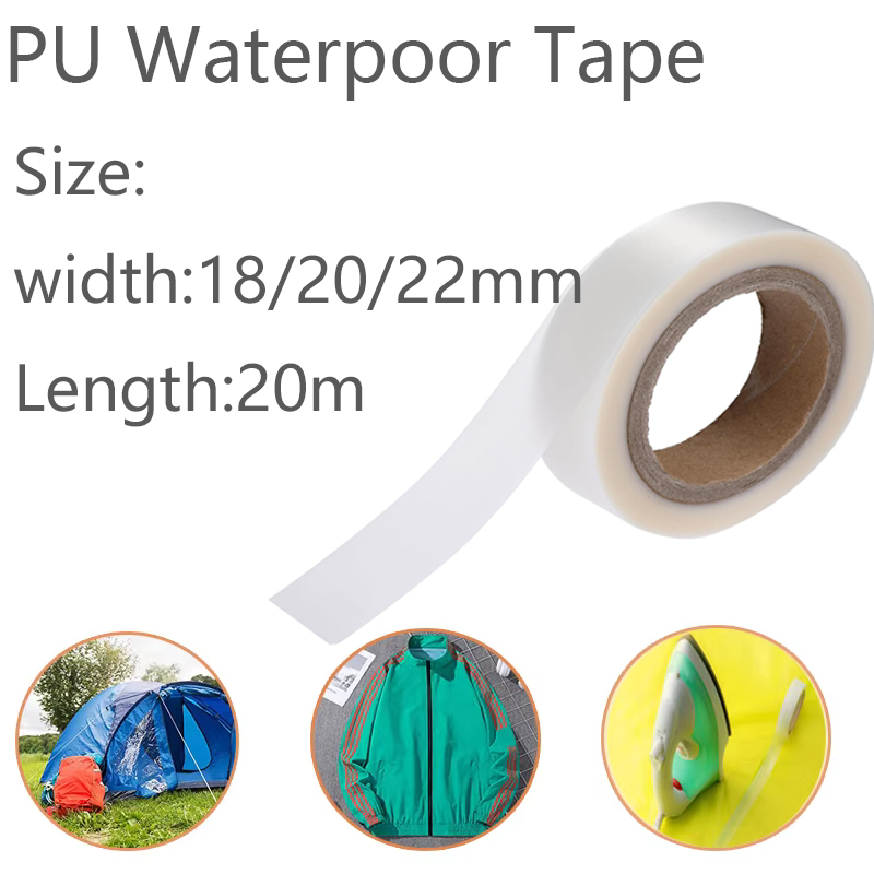 1 Roll 20m 18mm/20mm/22mm Waterproof Seam Sealing Tape Melt Repair Tape Hot Melt PU Coated Fabric Outdoor Tools Clothing Tent