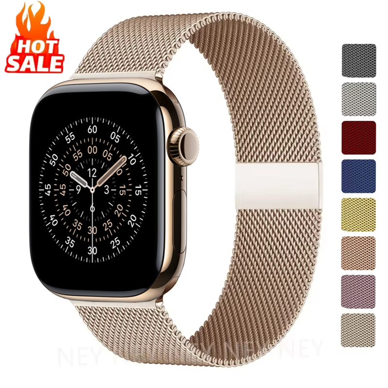 Strap For watch Ultra Band 49mm 45mm 44mm 41mm 40mm Milanese Loop Metal bracelet Watchabnd iWatch Series 2 3 4 5 6 SE 7 8
