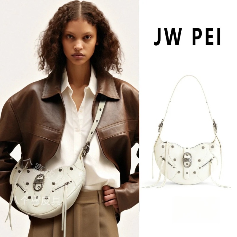2026JW PEI Luxury Designer Women Shoulder Bag Large Capacity Fashion Leather Crossbody Bag Retro Motorcycle Style Handbag