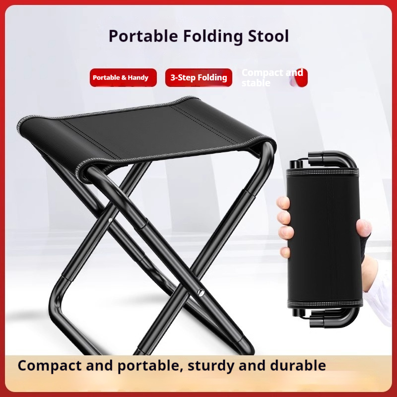 Thickened Fishing Stool Camping Three Legged Stool Small Horse Tie Folding Chair Outdoor Portable Folding Triangle Stool