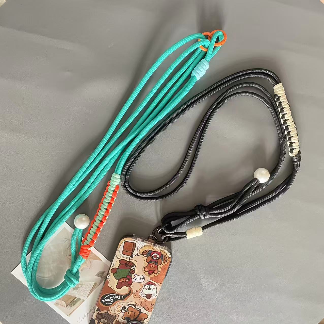 Hand Woven Fried Dough Twists Lanyard Fixed Card Color Contrast Diagonal Shoulder Lanyard Mobile Phone Lanyard Durable Lanyard