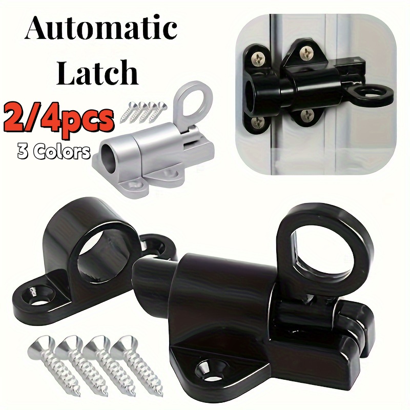 2/4Pcs Aluminum Alloy Spring Door Bolt Lock,Automatic & Self-closing Security,Durable Bounce Mechanism with Safety Pull Ring