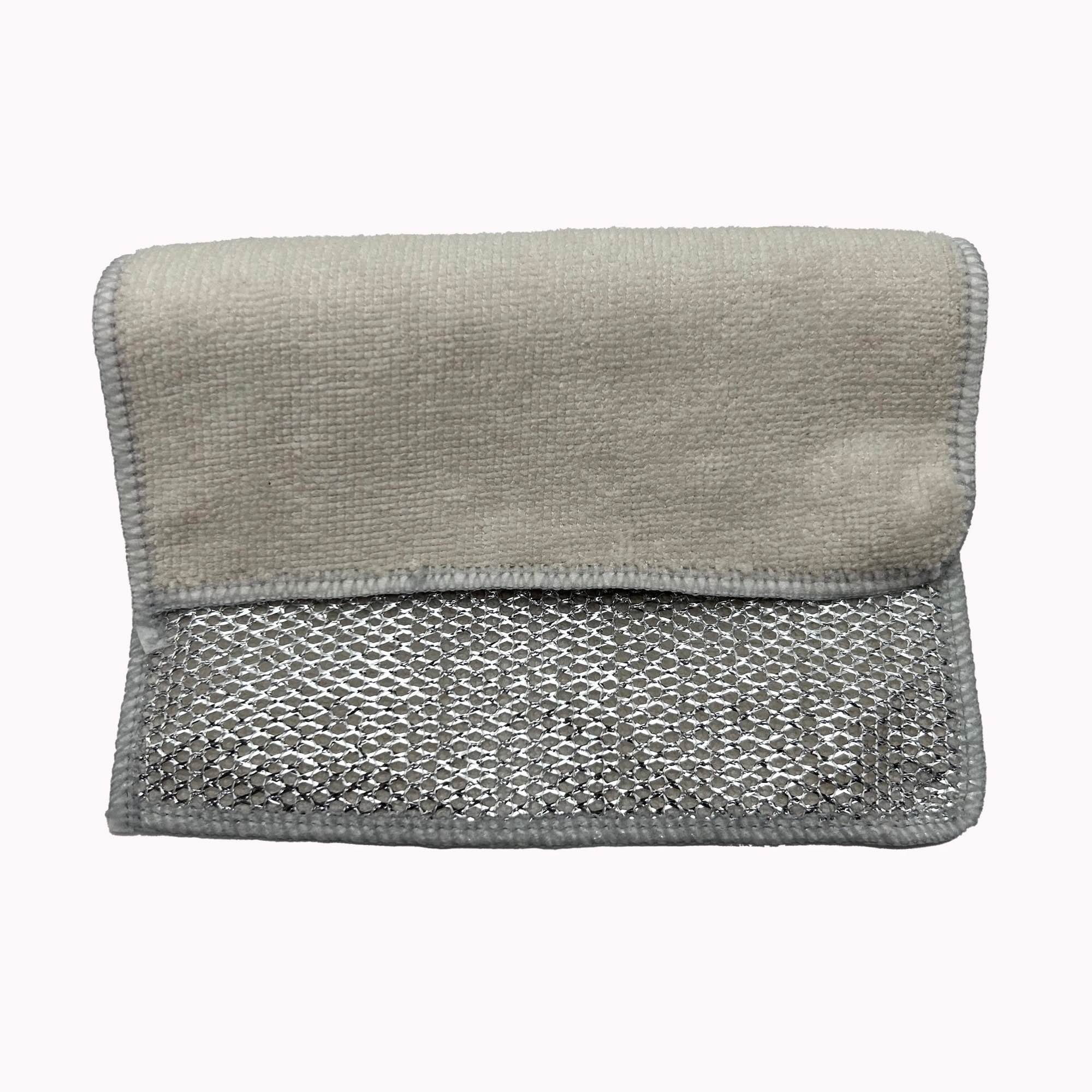 No Lint Silver Silk Cleaning Cloth Towel Steel Scour Towel Dish Washing Cloth Towel 2-Layer Bhaada Jaali Towel for Dish Washing Wiping Cooktop Cleaning Wiping Glass and Steel Surface Cleaning Wiping 30cm*30cm 3pcs/pkt