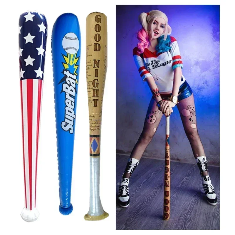2025 Halloween Beauty Girl Solid Wood Baseball Harleen Quinzel Wooden Baseball Bat Wig Glove Accessory Suicide Cosplay