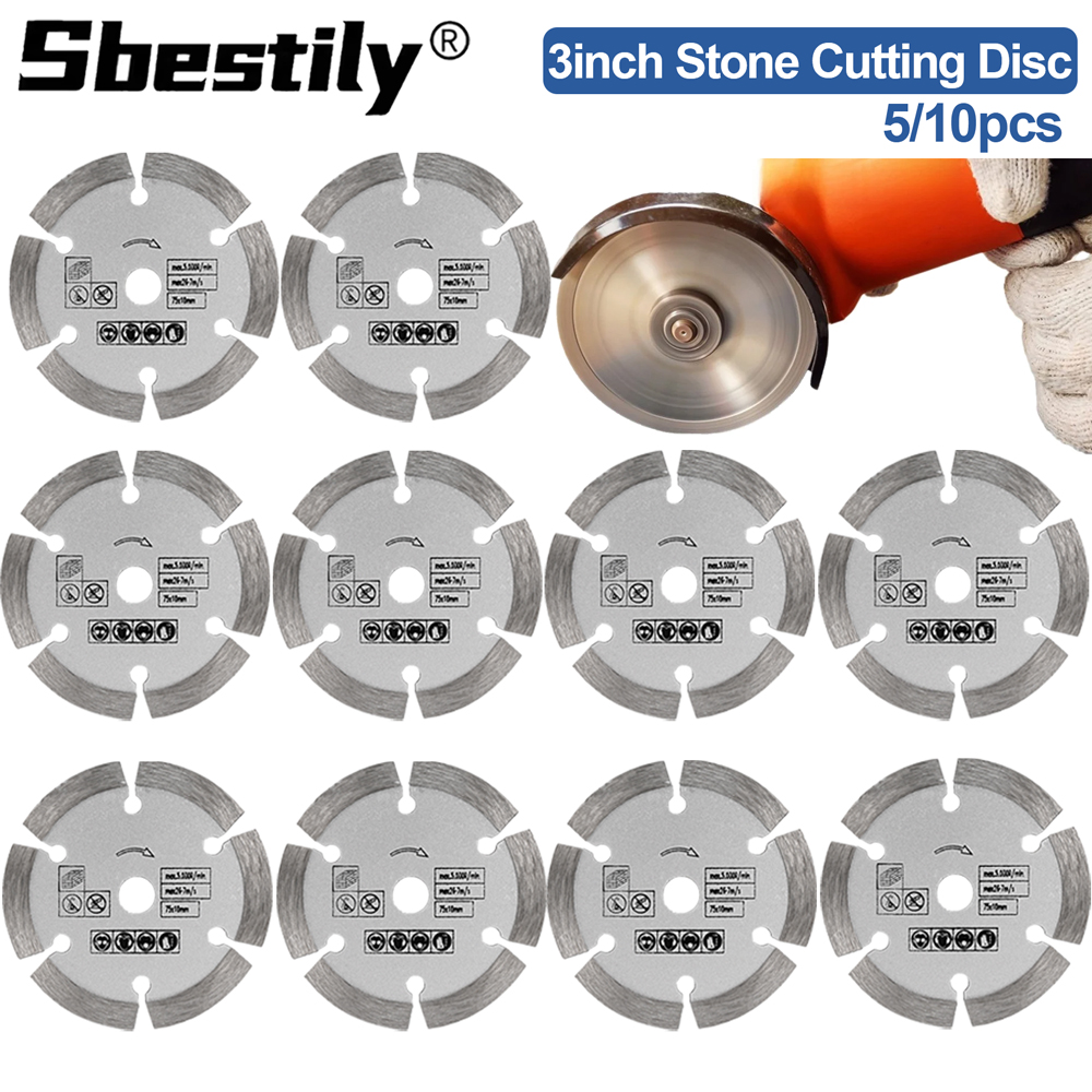 5/10pcs 3 Inch Stone Cutting Discs 75mm Diamond Cutting Blade Mini Circular Saw Blade for Cutting Concrete Ceramic Brick Marble