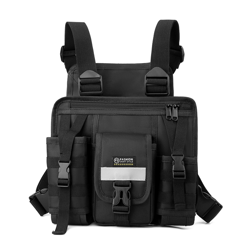 Hip-hop Streetwear Unisex Chest Rig Bag High Quality Nylon Chest Bag Multiple pockets Vest Multi-function Vest Backpack