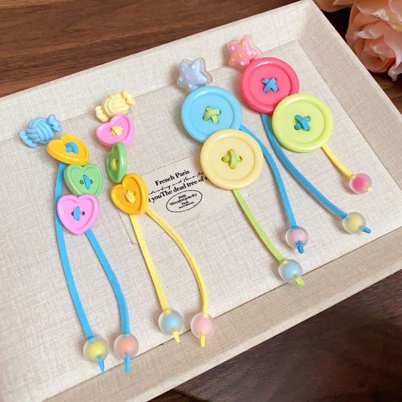 Dopamine Design Fresh Sweet Dangle Earrings for Women Candy Color Heart Round Tassel Drop Earring Trendy Charm Jewelry Party B