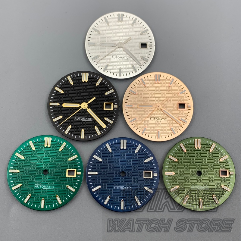NH35 Dial 31mm Engineer Style Watch Dial Hand Set Green Luminous No Logo Gold Rose Indexfor NH35/NH36 Movement Watch Accessories