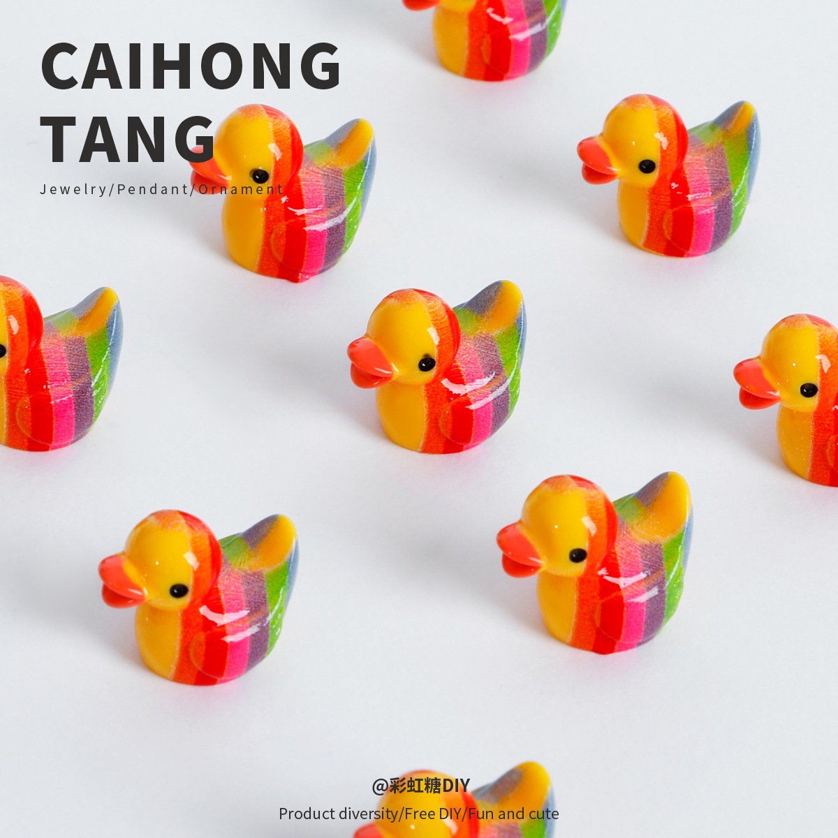 DW76 10pcs Creativity Mini Resin Colorful Ducks Tiny Ducks Potted Miniature Decoration Garden DIY Party Bead Accessories Make